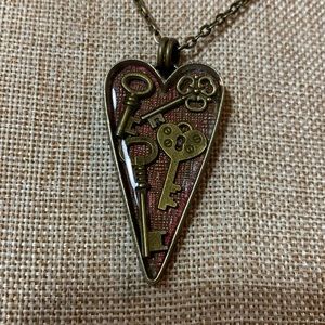 Key Heart Necklace Handmade